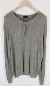 RICHMOND Grey Sweatshirt 50 V-Neck Pullover Long Sleeve Linen Blend Men's * - Picture 1 of 5