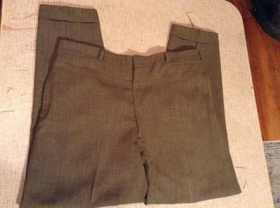 1960's ROCKABILLY ASHER TEXTURED LOOK BROWN FLAT FRONT CUFFED METAL ZIP 33w 28L - Image 1 of 4