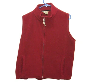 Woolrich Womens Red Fleece Vest Jacket Full Zip Hiking Golf Pockets Sweatshirt - Picture 1 of 4