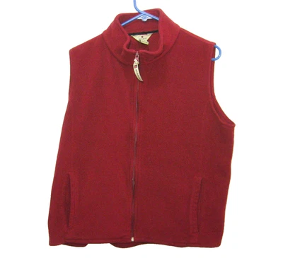 Woolrich Mujer Rojo Polar Chaleco Chaqueta Cremallera Completa Senderismo Golf Bolsillos Sudadera Foto 1 de 4