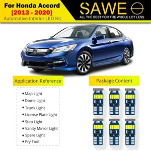 14 x Ultra White LED Lights Interior Package For 2013 - 2023 Honda Accord + TOOL - Picture 1 of 8