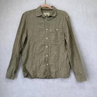Territory Ahead Shirt Mens Small Olive Green Linen Blend Button Long Sleeve Soft - Image 1 of 4