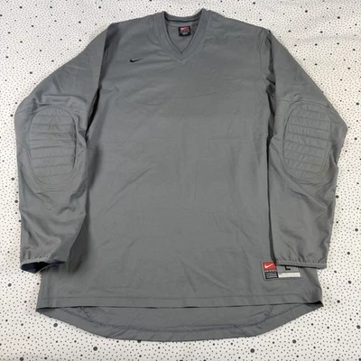 Vintage Nike Team Jersey Men's L Gray Dri-Fit Goalkeeper Padded Elbows Soccer - Image 1 of 4