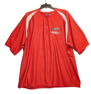 Liberty LU Flames Reebok Baseball Jacket Mens XXL 2XL Red White 1/4 Zip Logo - Picture 1 of 7
