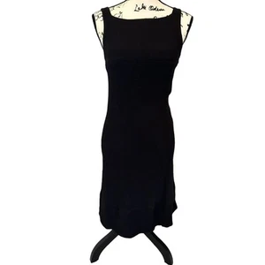 Armani Collezioni Antinea Dress Womens Size 4 Black Textured Wool Sheath- Lined - Picture 1 of 10