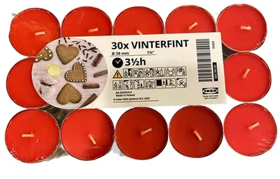 Ikea VINTERFINT Tealight Candle Red Pack of 30 Gingerbread 005.761.01 Fast Ship - Image 1 of 4