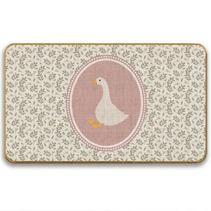 Felpudo de ganso botánico vintage, alfombrilla de puerta de ganso rosa con flor Cottagecore para I... - Imagen 1 de 6