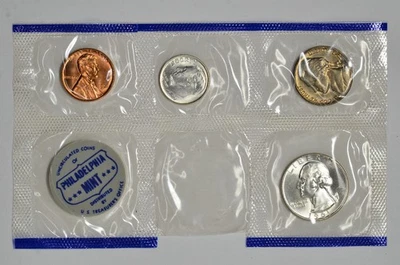 1961 P BU US Mint Set Coins 1C 5C 10C 25C in Mint Cellophane - Image 1 of 3
