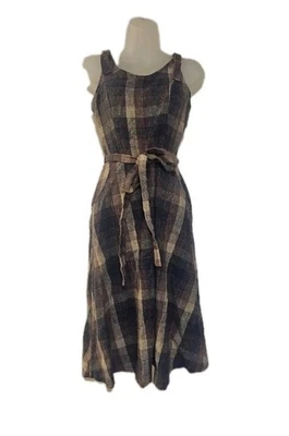 Vintage 70s Plaid Jumper Wrap Dress S - Image 1 of 4