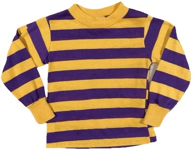 Vintage 80s Andover TOGS Purple & Yellow Striped Shirt Boys 3T USA MADE Grunge - Image 1 of 4
