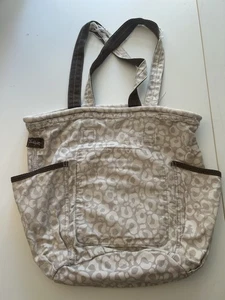 Satchel Thirty One Grey Cheetah Canvas tote bag tote purse Wear To Straps - Picture 1 of 10