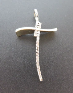 COLGANTE CRUZ RACIMO DIAMANTE 10K 2 TONOS 0,25 tcw 2,54 gramos (A22162-1) - Imagen 1 de 10