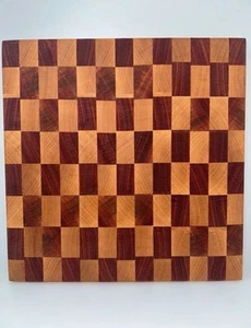 End Grain Cutting Board Charcuterie Board 11” x 11” African Mahogany and Maple - Picture 1 of 8