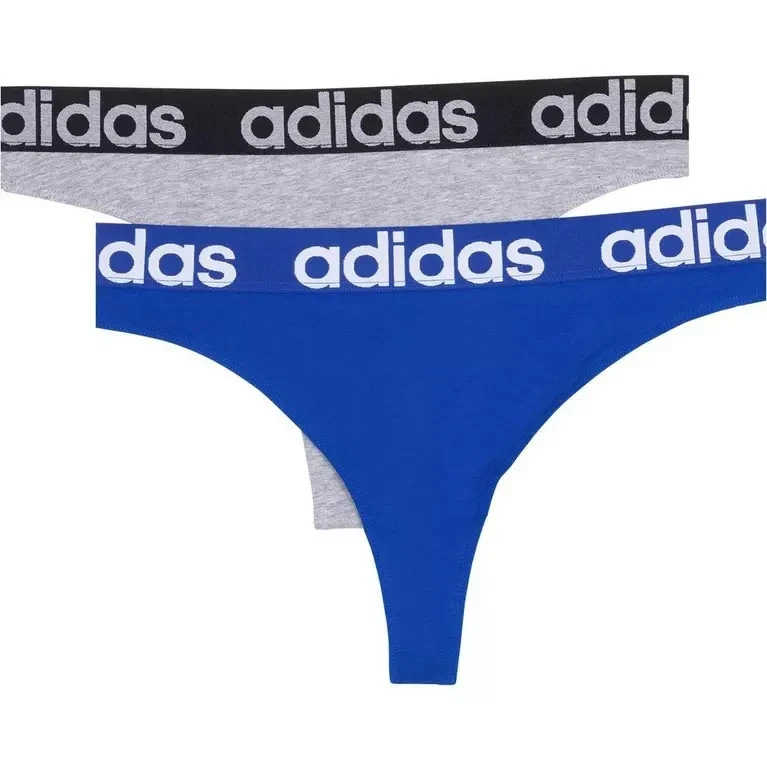 2er Pack Adidas String Damen Tanga Unterwäsche Sportswear Grau/Blau SET XXL 2XL - Bild 1 von 1