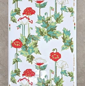 Vintage Sherle Wagner Hand Printed Poppies Floral Pattern Wallpaper - Picture 1 of 5