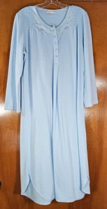 Miss Elaine Nightgown Large Long Sleeve Full Length Blue VTG Prairie Granny Core - Picture 1 of 6