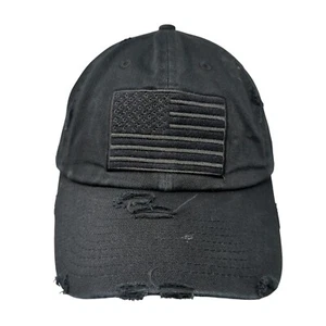 USA Flag Slideback Hat Black One Size Adjustable Distressed Patriotic KB ETHOS - Picture 1 of 9