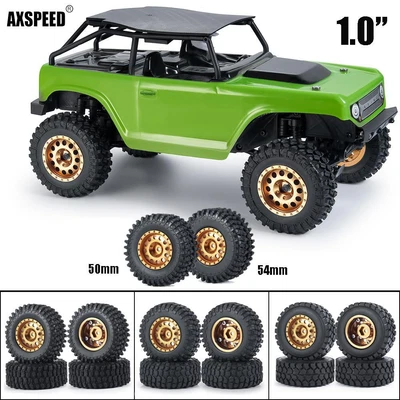 AXSPEED RC 1:24 50/54mm Gummireifen Räder Felgen für Axial SCX24 RC Raupenauto - Bild 1 von 4