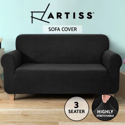 Artiss High Stretch Sofa Cover Couch Slipcover Lounge Protector 3 Seater Black - image 1 of 4
