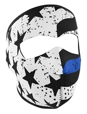 Máscara facial completa de neopreno delgada línea azul estrella blanca negra ATV motociclista moto de nieve esquí Foto 1 de 2