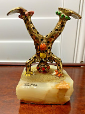 Ron Lee Sculpture Handmade Clown 24k Plated on Marble Base Signed ~ 1986