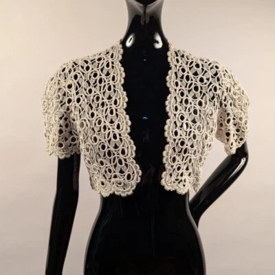 MOST BEAUTIFUL 1930’S THICK WOVEN LACE CROP JACKET - Image 1 of 4