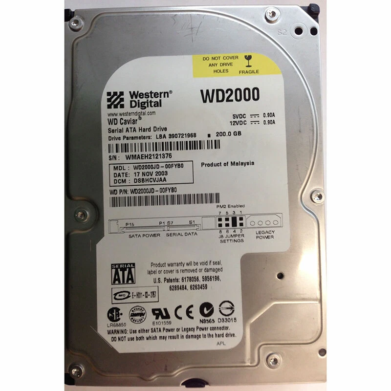 WD2000JD-00FYB0 - Western Digital 200GB 7200 RPM SATA 3.5" HDD - Image 1 of 1