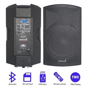 15" 2-Way Active PA Bluetooth Speaker 4000W Peak Powered TWS USB SD Speaker - Picture 1 of 24