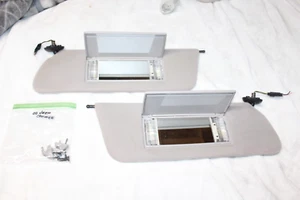 97-01 Jeep Cherokee XJ Sunvisors w/ Sun Visor Clips LIGHTED Mirrors GRAY - Picture 1 of 6