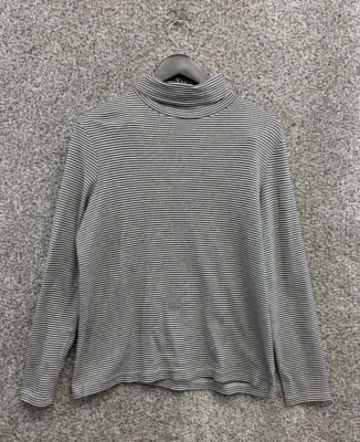 Blusa Croft & Barrow listrada gola alta listras pretas/brancas manga longa feminina GG - Imagem 1 de 4