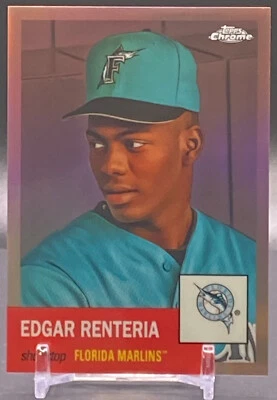 2022 Topps Chrome Platinum Anniversary #407 EDGAR RENTERIA Marlins Rose Gold /75 - Image 1 of 2