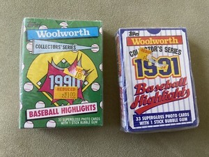 1990 & 1991 Topps WOOLWORTH Baseball HIGHLIGHTS Factory SEALED 33Card Supergloss