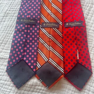 BROOKS BROTHERS makers Lot of 3 100% silk neckties polka dots stripes - Picture 1 of 7