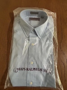 Chaps Ralph Lauren Blue Button Down Long Sleeve Cotton Blend Shirt 15 32/33 - Picture 1 of 3