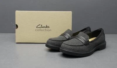 Zapato Mocasín Clarks Westlynn Bay Mujer Talla 11 Negro Gris Espiga Nuevo en Caja Foto 1 de 4