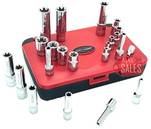 New 22PC 1/4" & 3/8" DR. Female TORX Socket Set Star Socet E4-E10 E11-E18 Skts - Picture 1 of 1