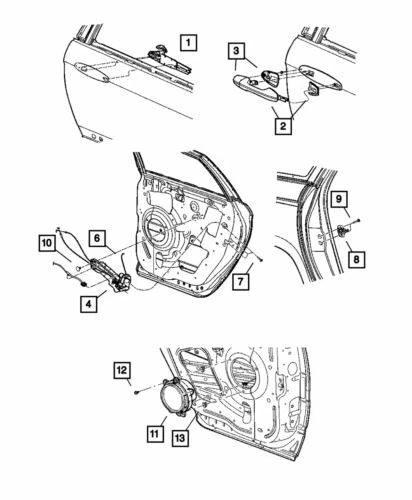 Pestillo de puerta trasero izquierdo genuino Mopar 2004-2007 Chrysler Pacifica 4894269AG Foto 1 de 1