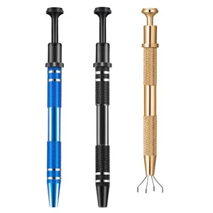3 Pack 4 Prongs Pick Up Tool Stainless Steel Claw Tweezers Pearl Beads Grabber - Picture 1 of 8