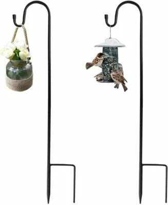 2Pcs Shepherd Crook Garden Hook Bird Feeder Pole Hanging Plants Basket Hanger - Image 1 of 4