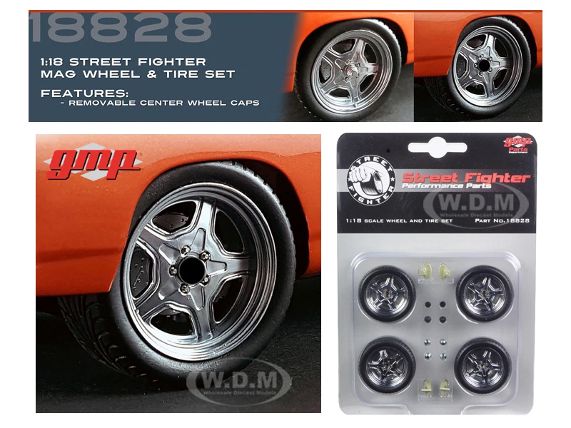 STREET FIGHTER MAG WHEEL & TIRE 4 PC SET FROM "1970 PLYMOUTH RR" 1/18 GMP 18828 - Image 1 of 1