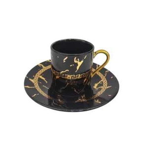 ☕Arabic/Turkish Coffee Cup 12pc Set 90cc black Greek/marble - Picture 1 of 1