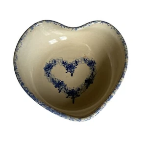 Esponja de gres E.P POTTERY en forma de corazón cuenco floral Marshall Texas de colección - Imagen 1 de 8