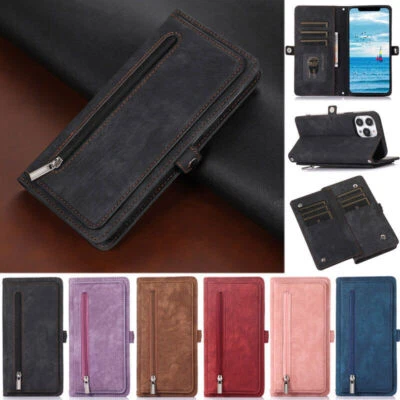 Zipper Wallet Leather Phone Case For iPhone 15 14 13 12 11 Pro Max XR XS 6 7 8 - Image 1 of 4