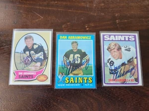 3 1970 1971 & 1972 Dan Abramowicz Saints Football Signed Autographed Cards - Picture 1 of 2