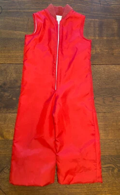 Verdadero Traje de Nieve Vintage Traje de Esquí Rojo Sólido Nylon Cremallera Frontal Niños Niña Niños Talla 4 Foto 1 de 4