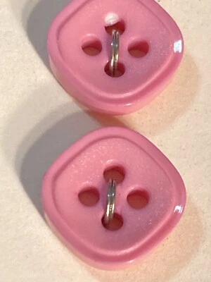 VTG Streamline Plastic Buttons Square Matte Center Pink 4 Hole 9/16" New on Card - Image 1 of 4