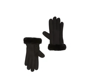 NWT UGG Australia Perforated 2 Point Leather Gloves Shearling Cuff Black Small - Picture 1 of 1