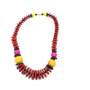 Bunte Holz und Kunststoff Perlen Halskette 20 Zoll - Bild 1 von 11