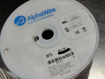 Alambre de conexión de cobre estañado Alpha Wire 3075 #18awg MTW TEW 105C/600V BLANCO/100 pies Foto 1 de 4