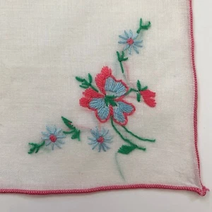 Embroidered Pansy Bridesmaid Handkerchief Wedding Cottage Core Vintage Dainty - Picture 1 of 2